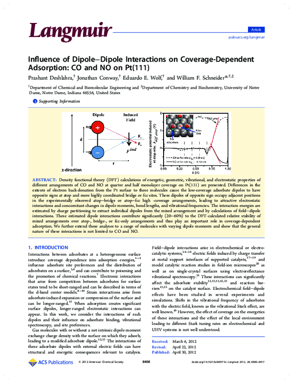 (PDF) Influence of dipole-dipole interactions on coverage-dependent ...