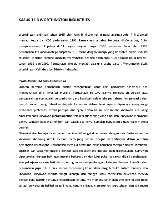 Jawaban Soal Kasus Spm Bab 12-3 Kompensasi Manajemen - Guru Besar