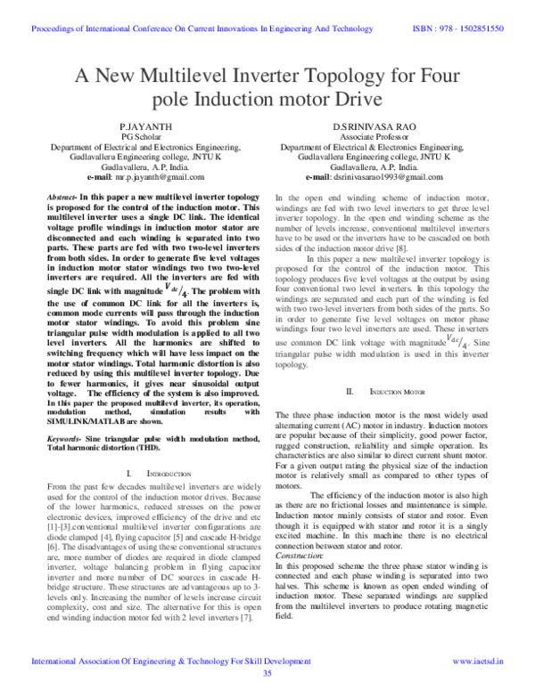 (PDF) IAETSD-A New Multilevel Inverter Topology for Four pole Induction ...