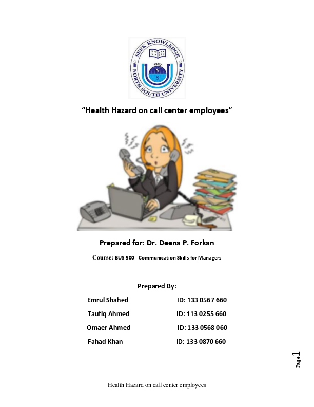 (PDF) Health Hazard on call center employees