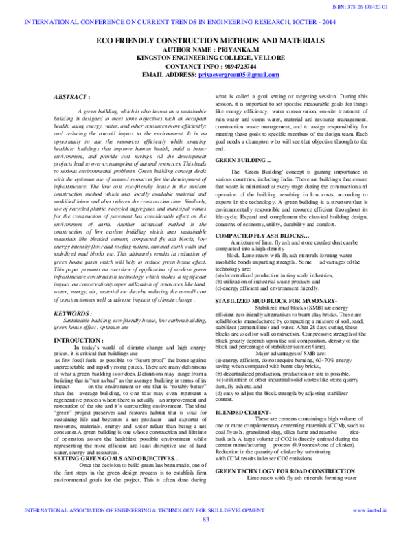 (PDF) IAETSD-ECO FRIENDLY CONSTRUCTION METHODS AND MATERIALS