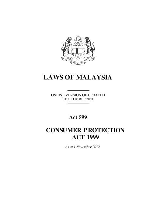 (PDF) Act 599-consumer Protection Act 1999 | Rabiatul ...