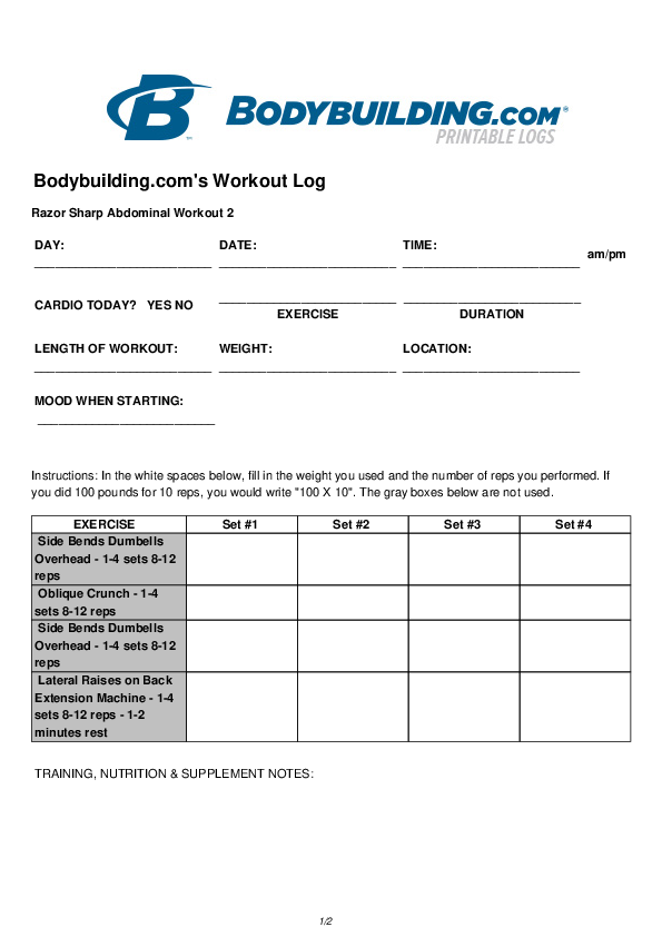 It is a picture of Printable Workout Log in editable It's just a picture of Printable Workout Log in editable
