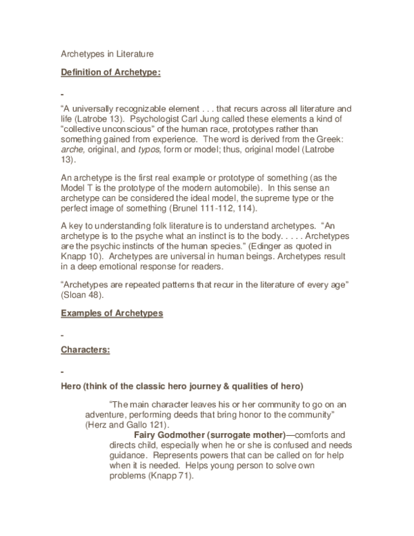 (DOC) Archetypes in Literature