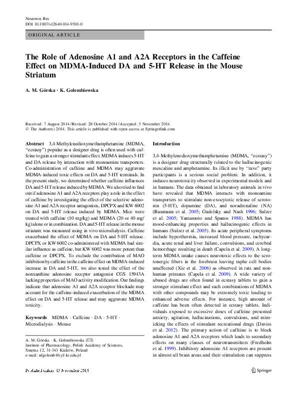(PDF) The Role of Adenosine A1 and A2A Receptors in the Caffeine Effect ...