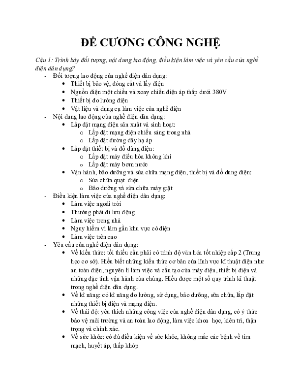 First page of “DỀ CƯƠNG CONG NGHỆ 2”