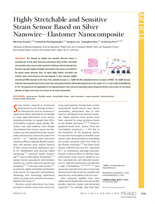 (PDF) Highly Stretchable and Sensitive Strain Sensor Based on Silver ...