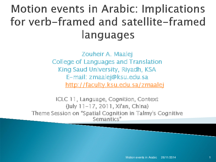 (PDF) Motion events in Arabic Implications for verbframed and