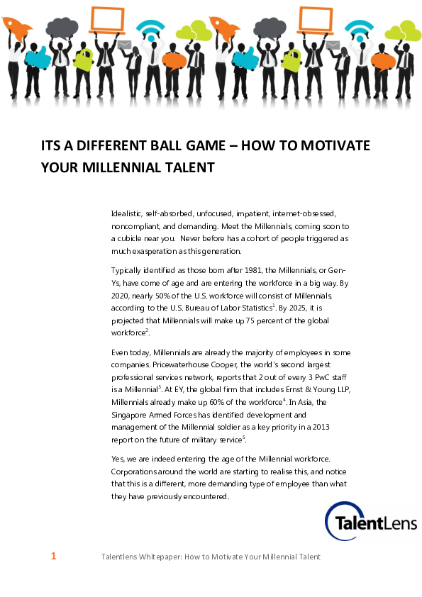 (PDF) ITS A DIFFERENT BALL GAME HOW TO MOTIVATE YOUR MILLENNIAL