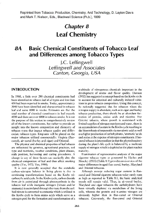 air-cured tobacco sugar content Basic Chemical Constituents of Tobacco Leaf and Differences among Tobacco  Types