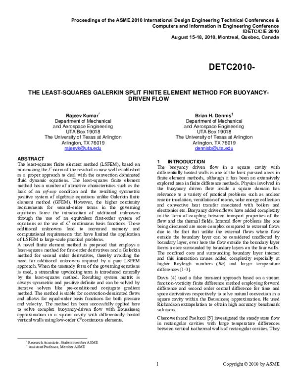 (PDF) THE LEAST-SQUARES GALERKIN SPLIT FINITE ELEMENT METHOD FOR ...