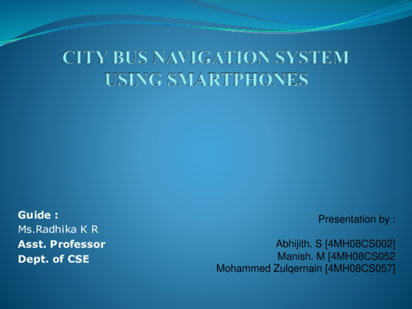 (PDF) city bus navigation system using android smart phone