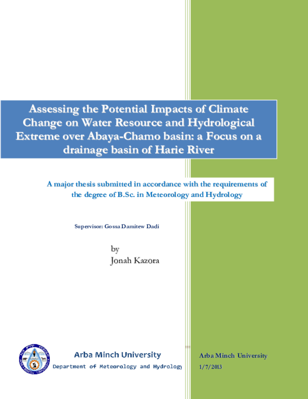 (PDF) Assessing the Potential Impacts of Climate Change on Water ...