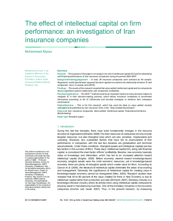 (PDF) The effect of intellectual capital on firm performance: an ...