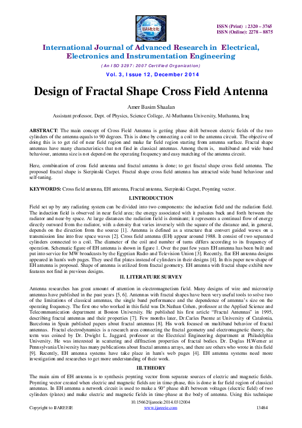 (PDF) Design of Fractal Shape Cross Field Antenna Amer Shaalan Academia.edu