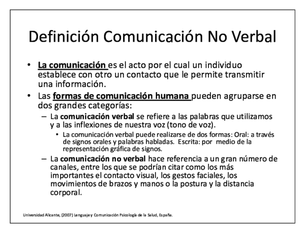 (PDF) Definición Comunicación No Verbal