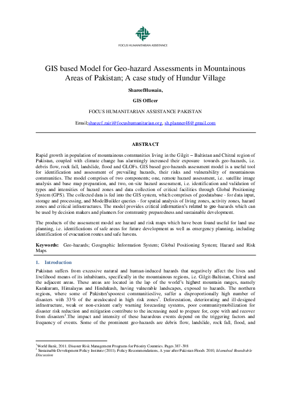 (PDF) GIS based Model for Geo-hazard Assessments in Mountainous Areas ...