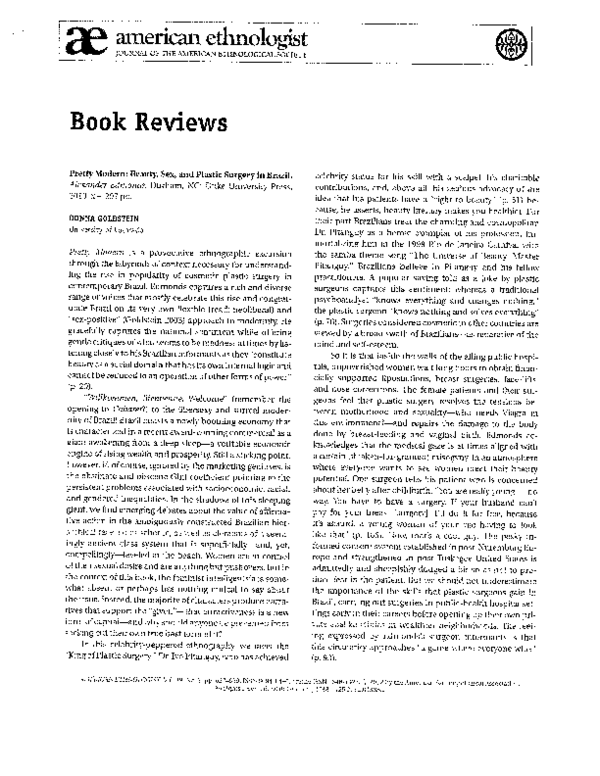 (PDF) Book Review of Alexander Edmonds’ Pretty Modern: Beauty, Sex, and ...