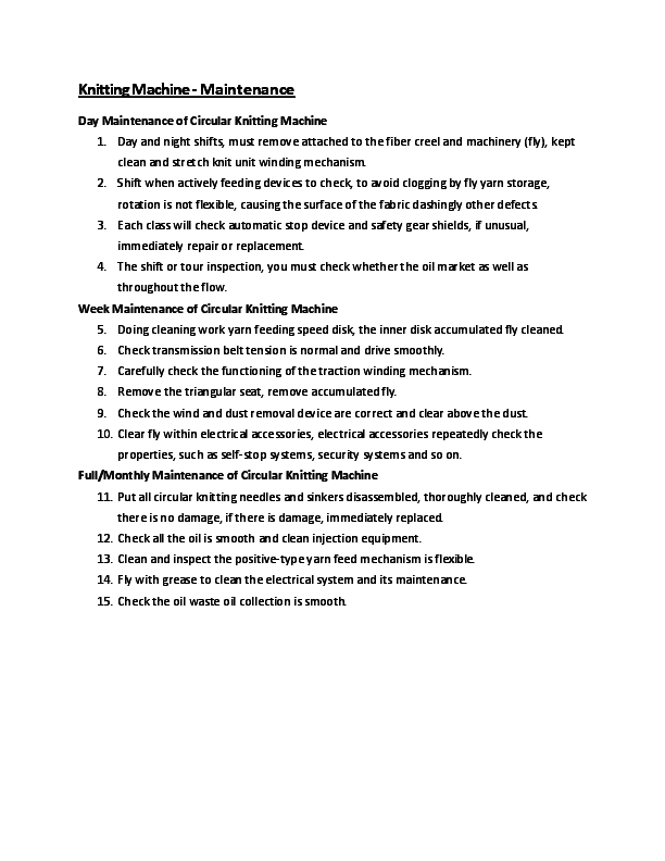 (DOC) Knitting Machine Maintenance jasbir singh Academia.edu
