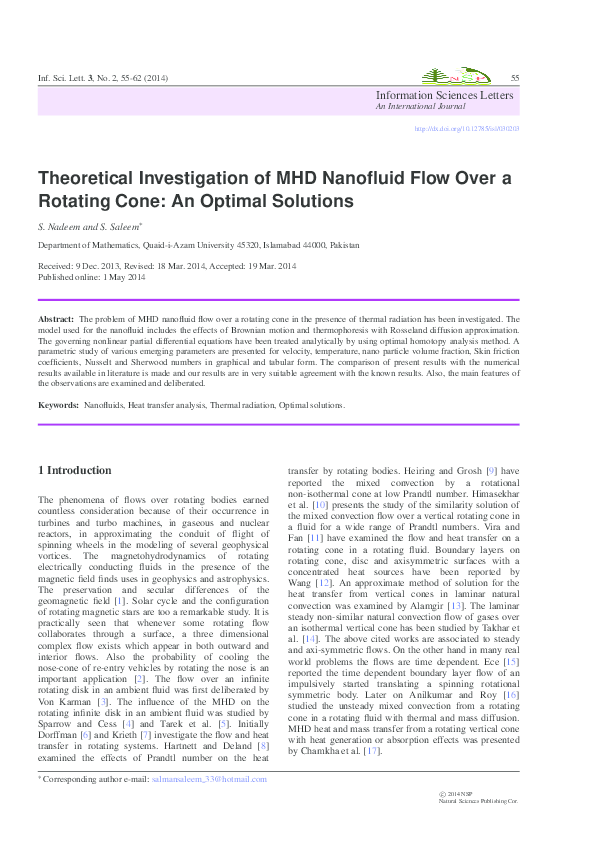 (PDF) Theoretical Investigation of MHD Nanofluid Flow Over a Rotating ...