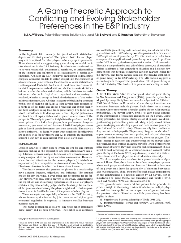 (PDF) A Game Theoretic Approach to Conflicting and Evolving Stakeholder ...