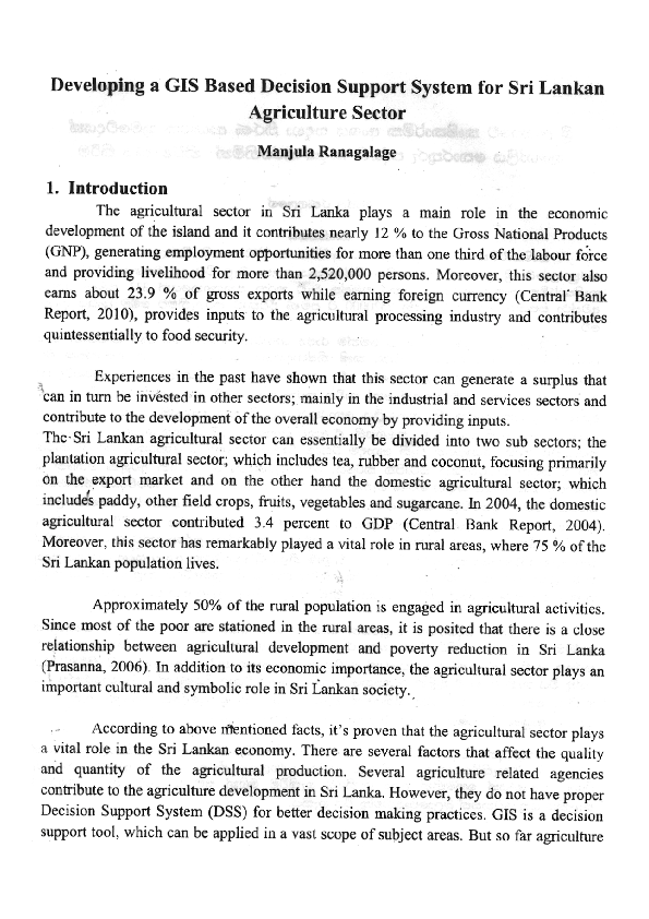 (PDF) Devoloping a GIS Based Decision Support System for Sri Lankan ...