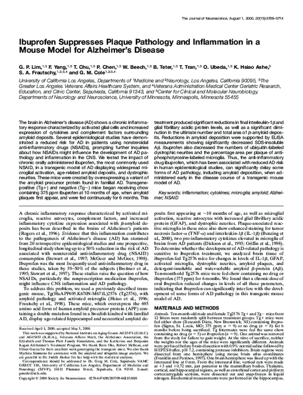 (PDF) Ibuprofen Suppresses Plaque Pathology and Inflammation in a Mouse