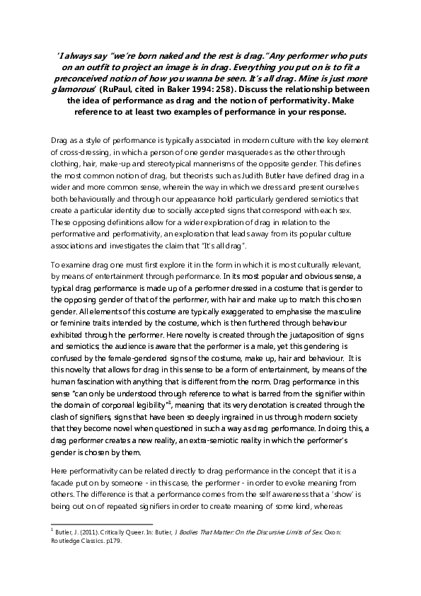 (DOC) The relationship between the idea of performance as drag and the ...