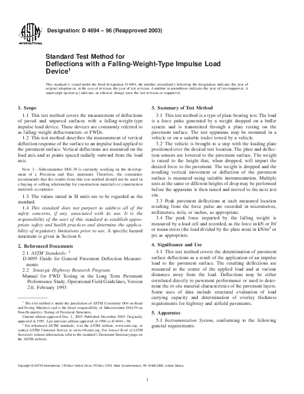 (PDF) Standard Test Method for Deflections with a Falling-Weight-Type ...