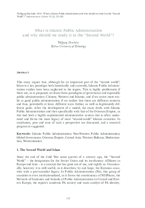 (PDF) What is and why do we study Islamic Public Administration in the ...