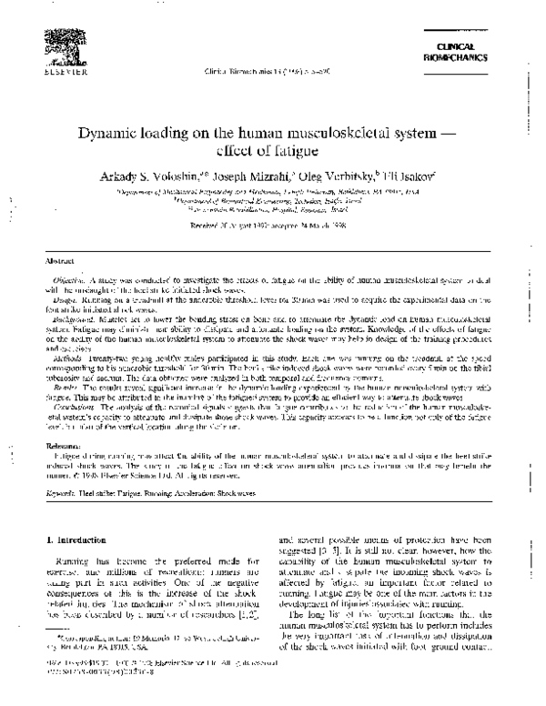 (PDF) Dynamic loading on the human musculoskeletal system —effect of ...