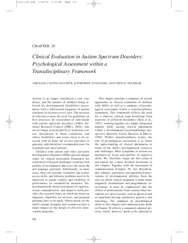 (PDF) Clinical Evaluation in Autism Spectrum Disorders Psychological