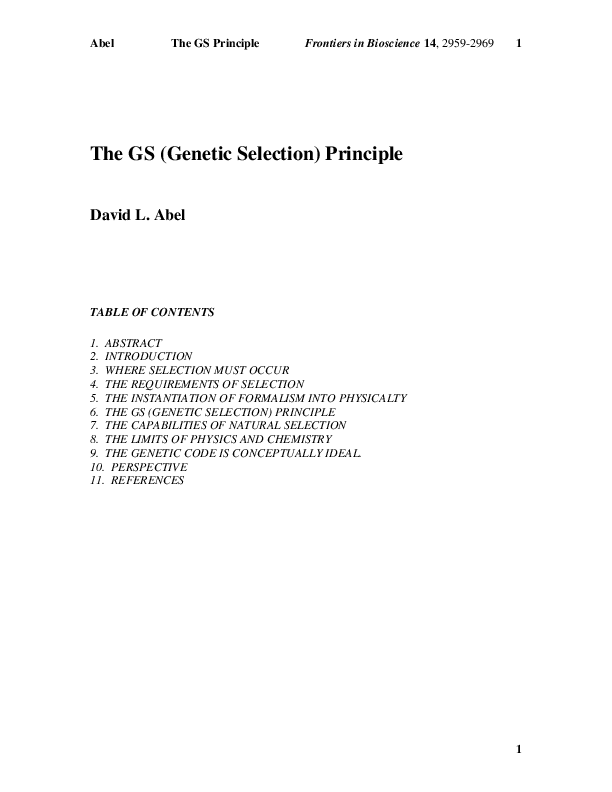 The GS (Genetic Selection) Principle