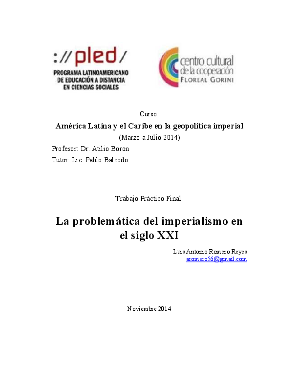(PDF) La problemática del imperialismo en el siglo XXI