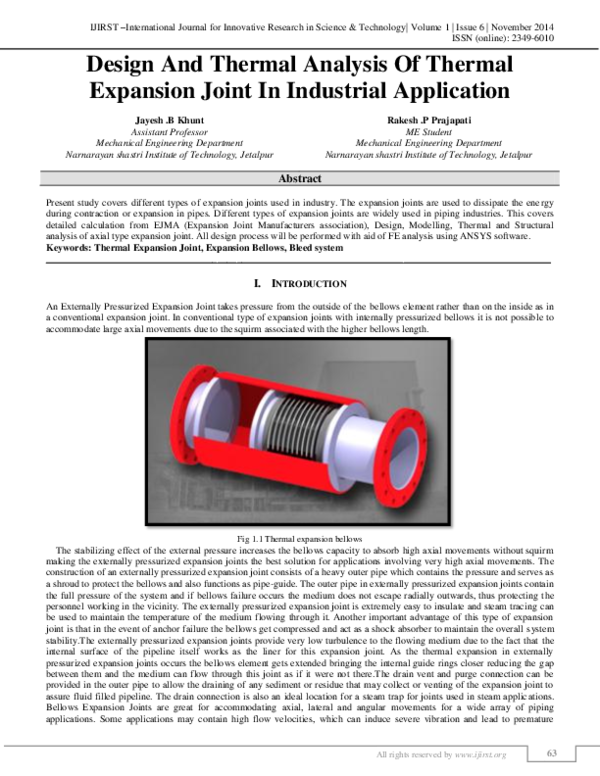 (PDF) Design And Thermal Analysis Of Thermal Expansion Joint In ...