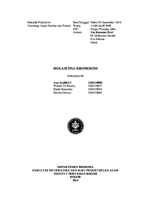 Isolasi Dna Kromosom Ayu Syafitri Academia Edu