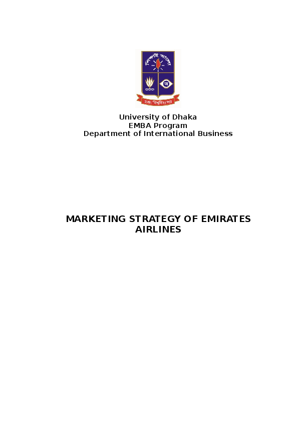 (DOC) MARKETING STRATEGY OF EMIRATES AIRLINES
