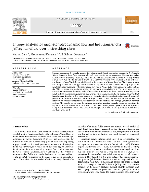 (PDF) Entropy analysis for magnetohydrodynamic flow and heat transfer ...