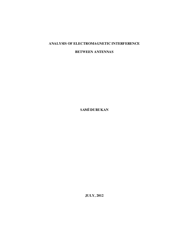(PDF) ANALYSIS OF ELECTROMAGNETIC INTERFERENCE BETWEEN ANTENNAS