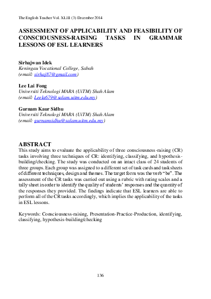 (PDF) Assessment of Applicability and Feasibility of Consciousness ...