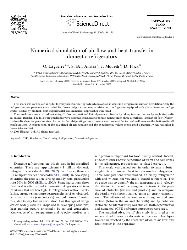 (PDF) Numerical simulation of air flow and heat transfer in domestic ...