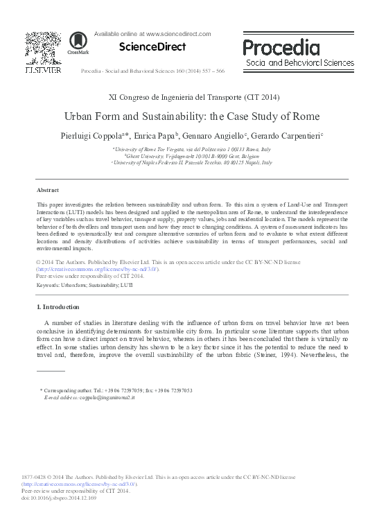 (PDF) Urban form and Sustainability: The Case Study of Rome