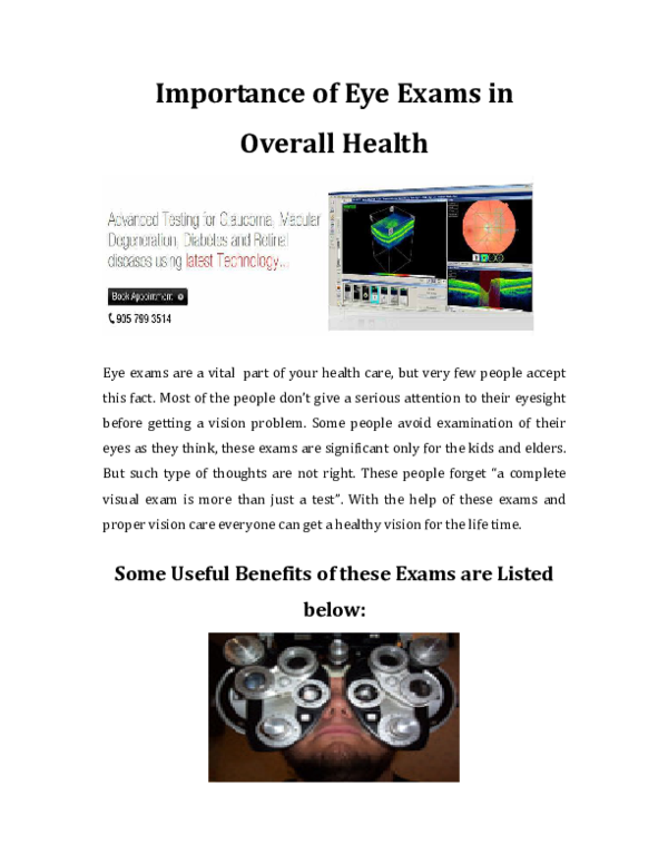 (PDF) Importance of Eye Exams Brampton in Overall Optometrist