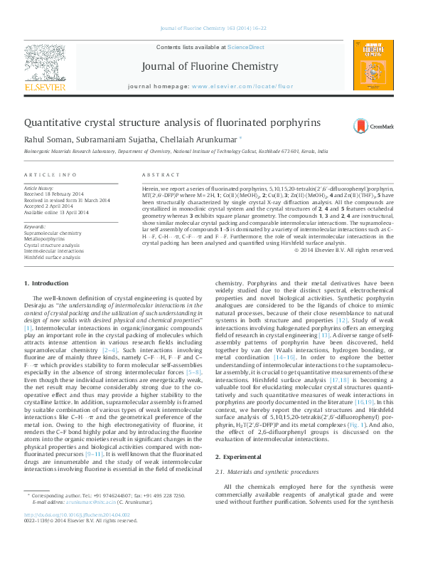 (PDF) Quantitative crystal structure analysis of fluorinated porphyrins
