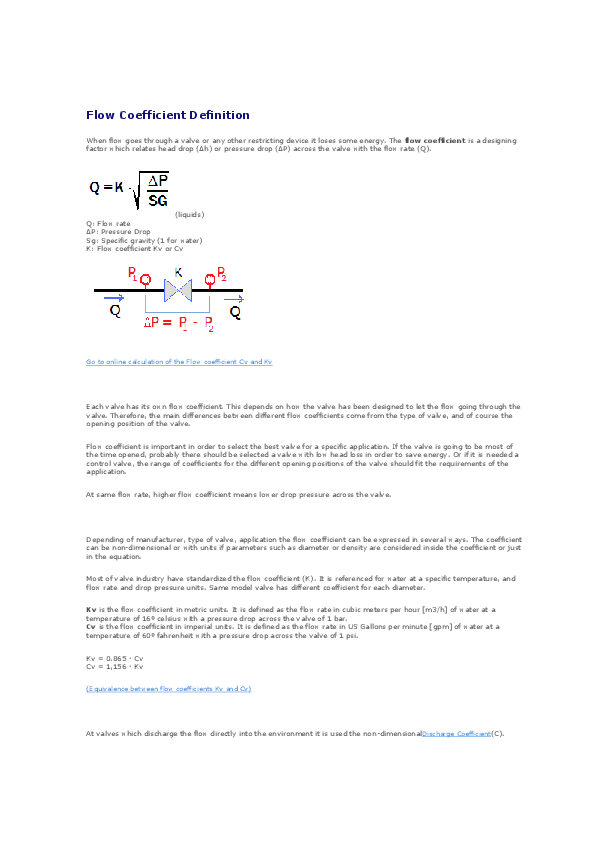 Flow Equations Flow Coefficient (CV And KV) Calculation PDF, 41 OFF