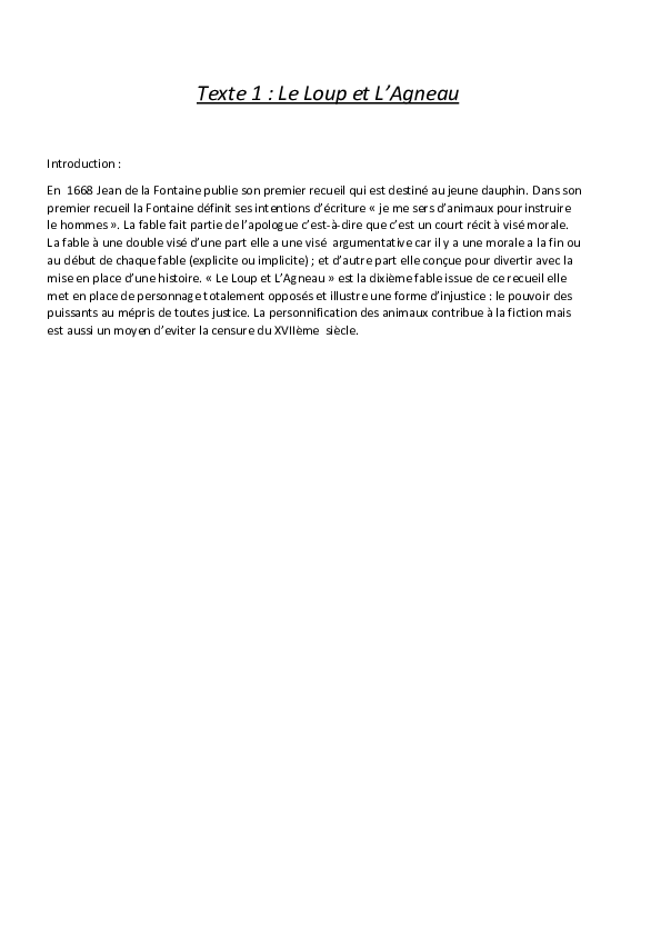 le loup et l'agneau texte pdf