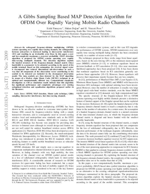 (PDF) A Gibbs Sampling Based MAP Detection Algorithm for OFDM Over ...