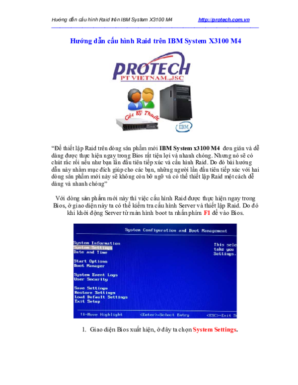 (PDF) Hướng dẫn cấu hình Raid trên IBM System X3100 M4 Tony Nguyen