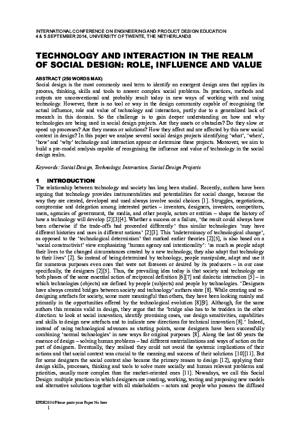 Technology and interaction in the realm of social design: role ...