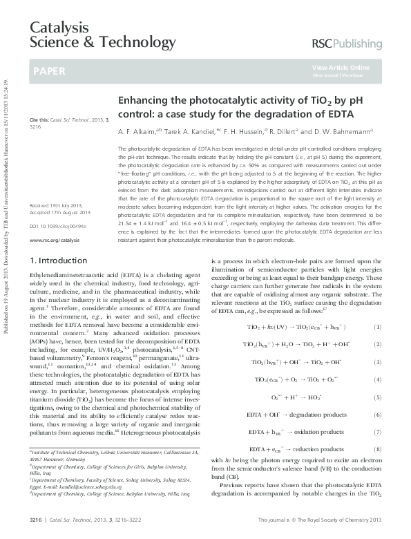 (PDF) Enhancing the photocatalytic activity of TiO2 by pH control a ...